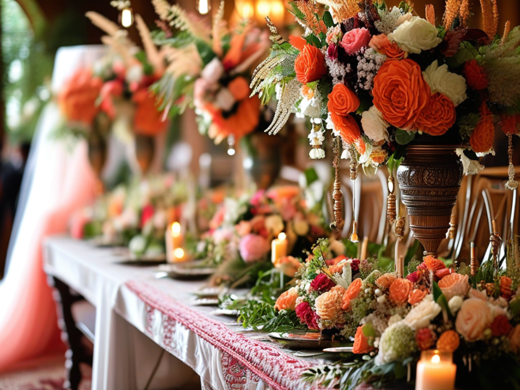 What are some creative ideas for infusing cultural elements into wedding decor?