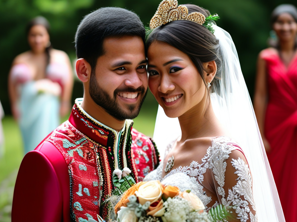 How do I respectfully integrate traditional attire from multiple cultures into our wedding attire?