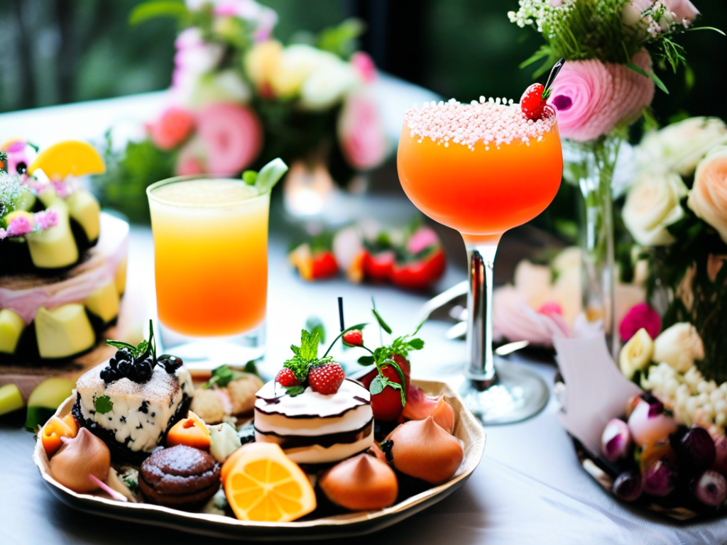 What are some unique food and drink ideas for a modern bridal shower?